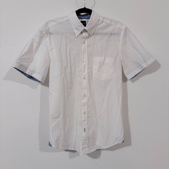Hugo Boss -Boss - Men’s Short Sleeve Button-Up Shirt White /Size M Cotton Blend - Picture 1 of 7
